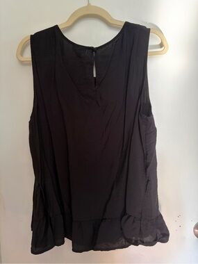 torrid Black Sleeveless Ruffle-Hem Blouse